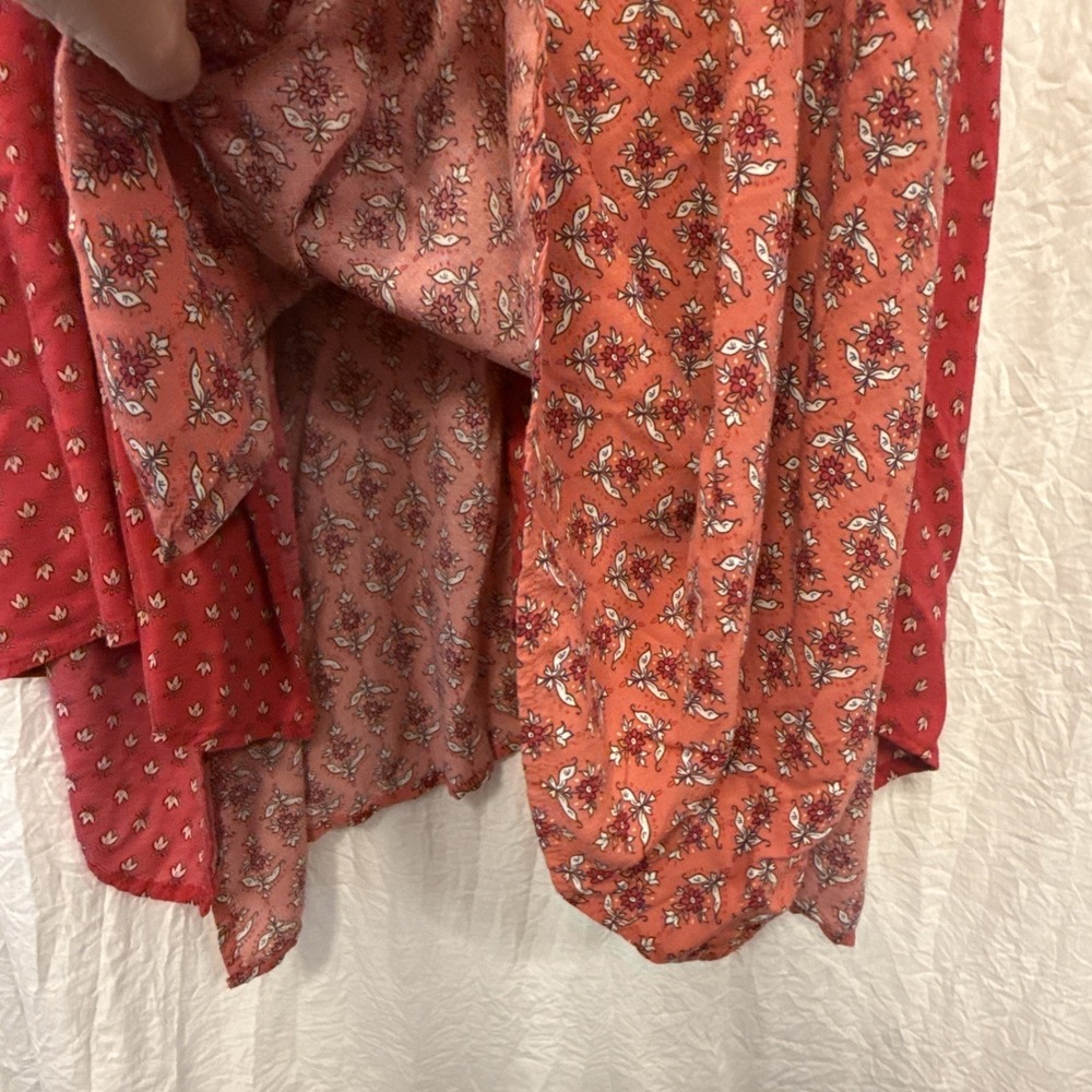 Sharagano Mixed Print Ditsy Floral Button Down Dress Size 16 Boho Asymmetrical - Picture 12 of 12